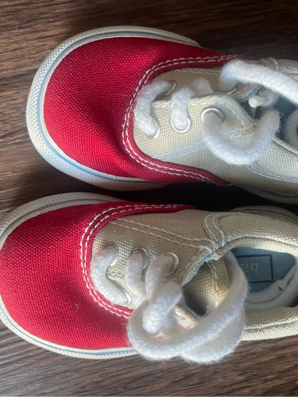 GAP Kids Red and Cream Canvas Lace-Up Sneakers